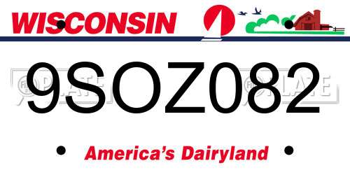 9SOZ082 Wisconsin License Plate