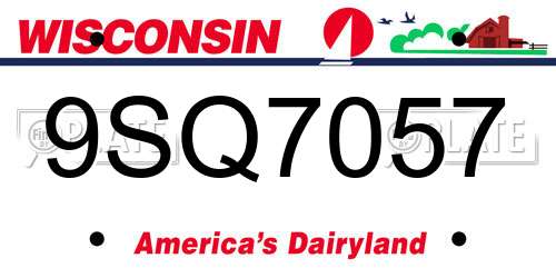 9SQ7057 Wisconsin License Plate