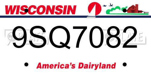 9SQ7082 Wisconsin License Plate