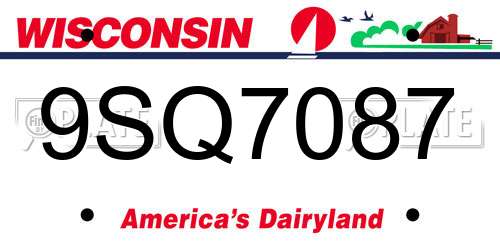 9SQ7087 Wisconsin License Plate