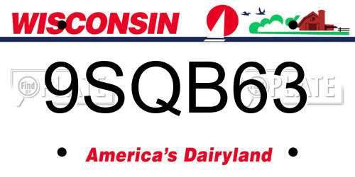 9SQB63 Wisconsin License Plate