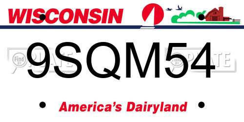 9SQM54 Wisconsin License Plate