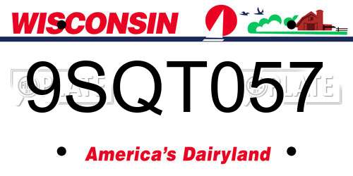 9SQT057 Wisconsin License Plate