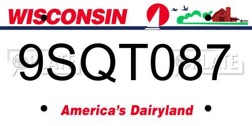 9SQT087 Wisconsin License Plate