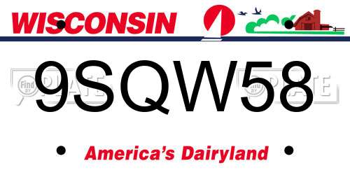 9SQW58 Wisconsin License Plate