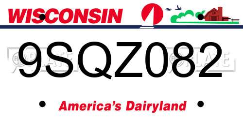 9SQZ082 Wisconsin License Plate