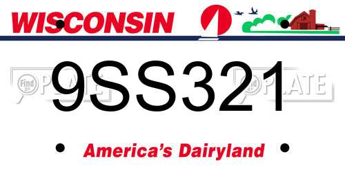 9SS321 Wisconsin License Plate