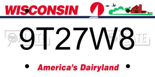 9T27W8 Wisconsin License Plate