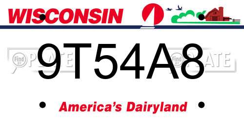9T54A8 Wisconsin License Plate