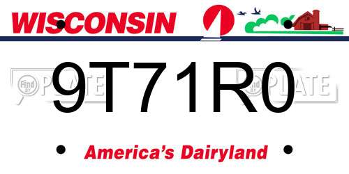 9T71R0 Wisconsin License Plate