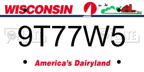 9T77W5 Wisconsin License Plate