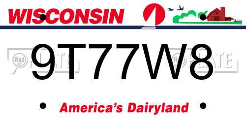 9T77W8 Wisconsin License Plate