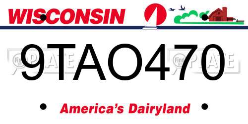 9TAO470 Wisconsin License Plate