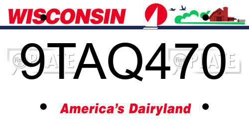 9TAQ470 Wisconsin License Plate