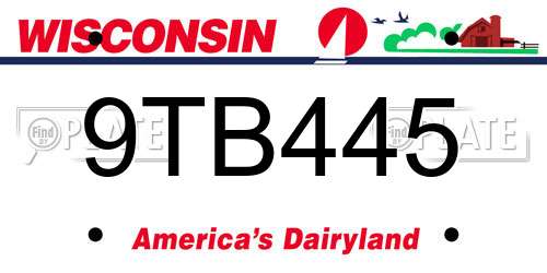 9TB445 Wisconsin License Plate