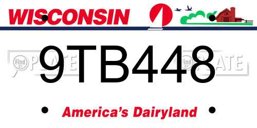 9TB448 Wisconsin License Plate