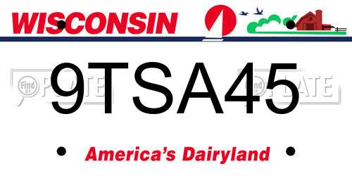 9TSA45 Wisconsin License Plate