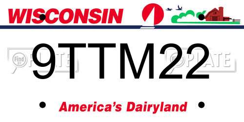 9TTM22 Wisconsin License Plate