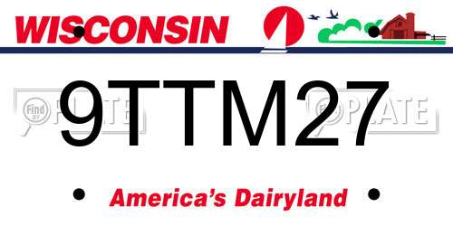 9TTM27 Wisconsin License Plate