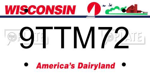 9TTM72 Wisconsin License Plate