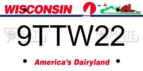 9TTW22 Wisconsin License Plate