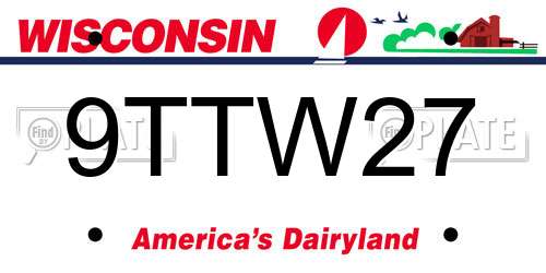 9TTW27 Wisconsin License Plate