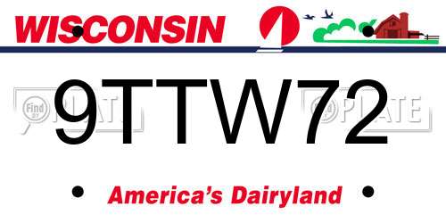 9TTW72 Wisconsin License Plate