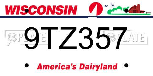9TZ357 Wisconsin License Plate