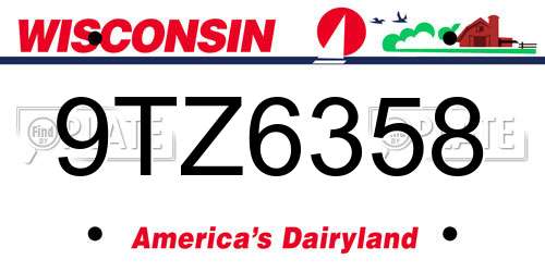 9TZ6358 Wisconsin License Plate