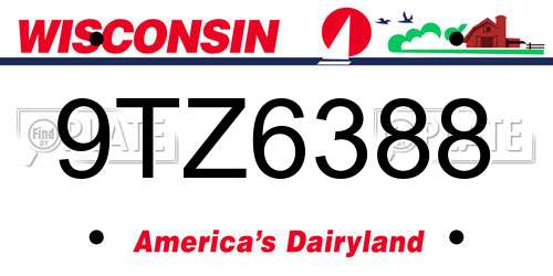 9TZ6388 Wisconsin License Plate