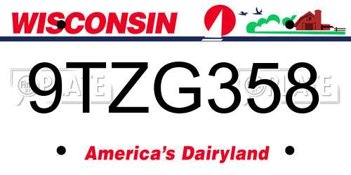9TZG358 Wisconsin License Plate