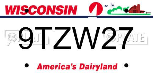 9TZW27 Wisconsin License Plate