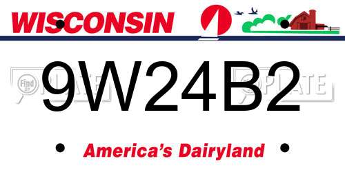 9W24B2 Wisconsin License Plate