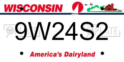 9W24S2 Wisconsin License Plate