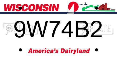 9W74B2 Wisconsin License Plate