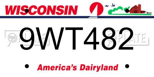 9WT482 Wisconsin License Plate