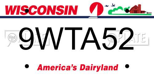9WTA52 Wisconsin License Plate