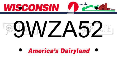 9WZA52 Wisconsin License Plate