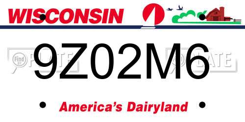 9Z02M6 Wisconsin License Plate