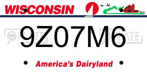 9Z07M6 Wisconsin License Plate