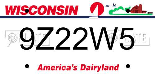 9Z22W5 Wisconsin License Plate