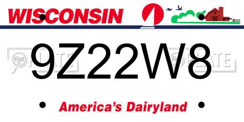 9Z22W8 Wisconsin License Plate