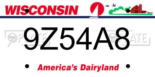 9Z54A8 Wisconsin License Plate
