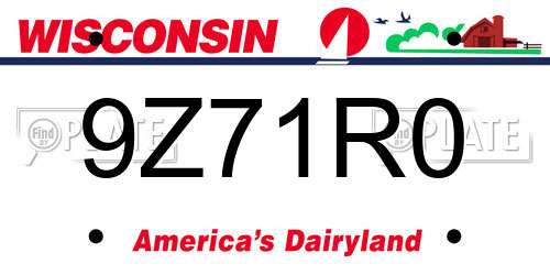 9Z71R0 Wisconsin License Plate