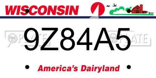 9Z84A5 Wisconsin License Plate