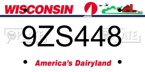 9ZS448 Wisconsin License Plate