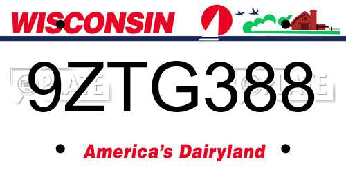 9ZTG388 Wisconsin License Plate