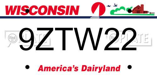 9ZTW22 Wisconsin License Plate