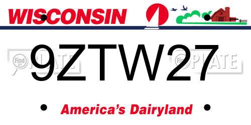 9ZTW27 Wisconsin License Plate