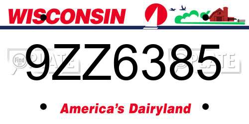 9ZZ6385 Wisconsin License Plate